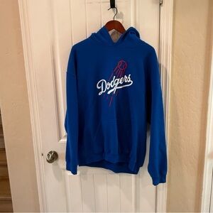 Gildan Blue Dodgers Hoodie personalized last name. Not a player